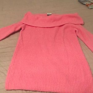 Long sleeve knitted off the shoulder sweater tunic